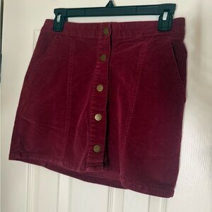 Altar'd State Deep Red Corduroy Mini Skirt